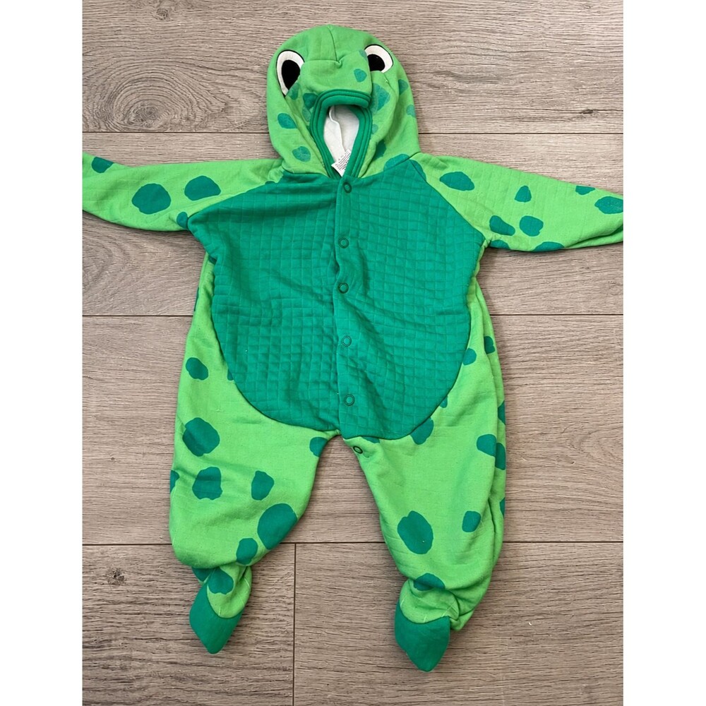 Vintage Babygro Baby Turtle Halloween Costume 6-9 Months Green Hooded Footed